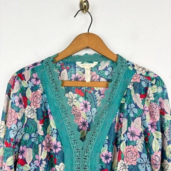 Matilda Jane Strawberry Floral Semi-Sheer Long Sleeve Blouse Sz L - Picture 3 of 5